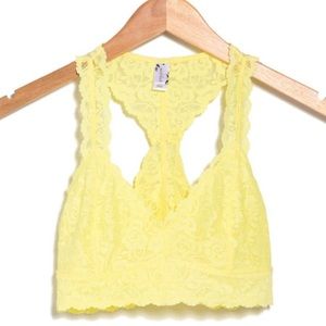 WISHLIST Yellow Raceback Lace Bralette. Size Small